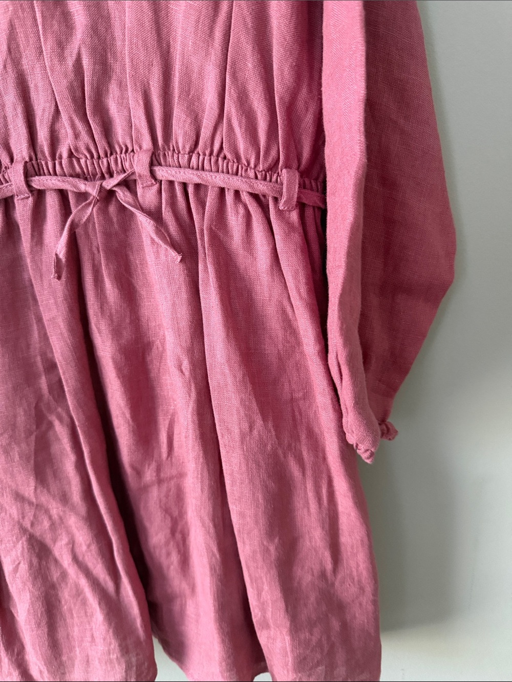 Zara Dusty Rose Long-Sleeve Drawstring Waist Dress - Picture 5 of 6
